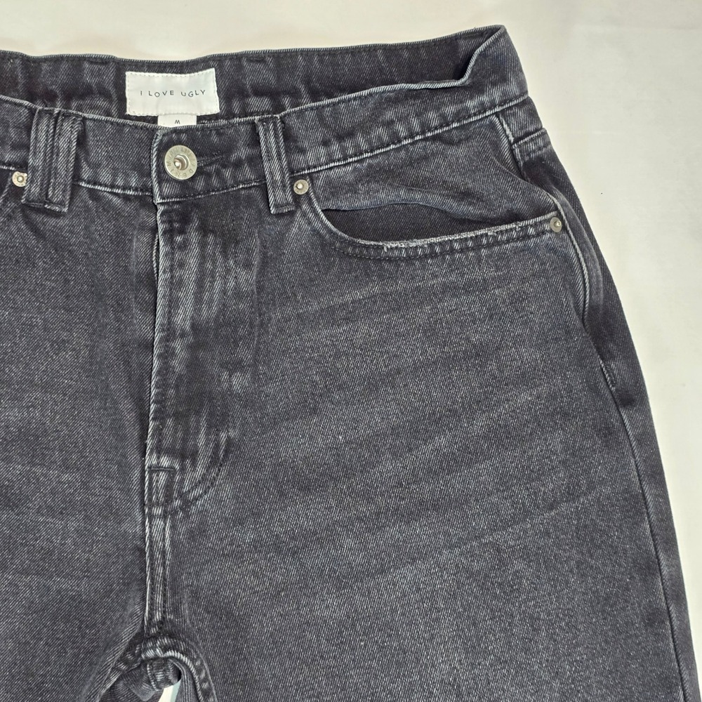 I Love Ugly Mens Faded Black Denim Jeans Straight Leg Size M 32x26 - Picture 4 of 16